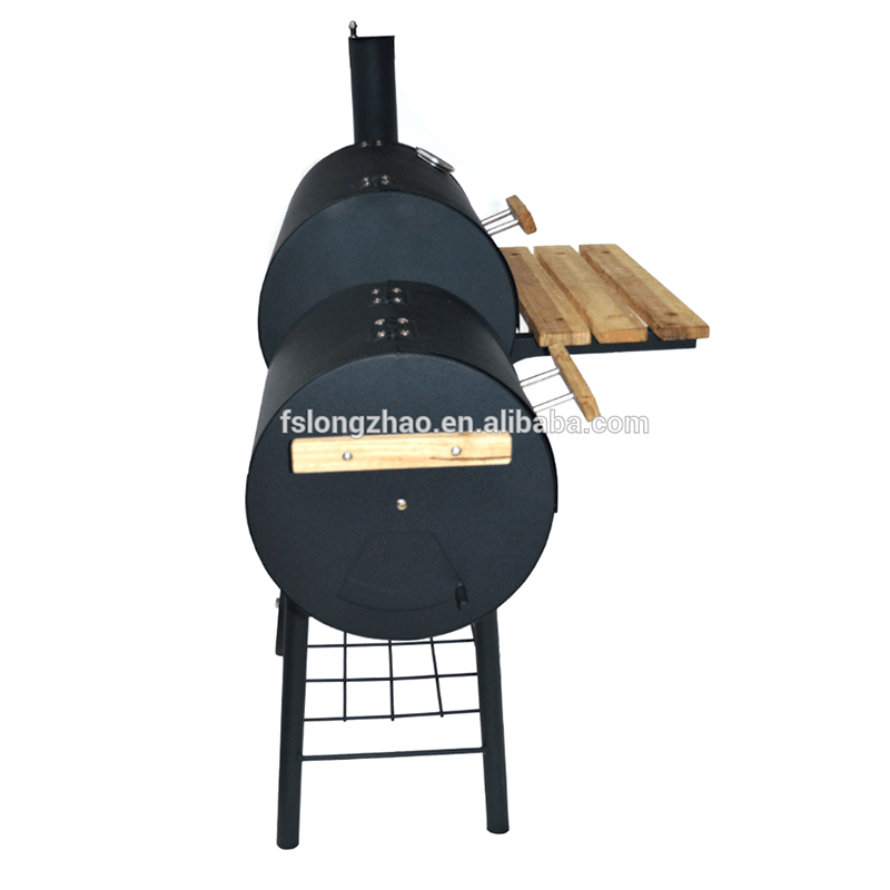 Laadukas kaksi / kaksinkertainen / kaksoispylväs BBQ, jossa savupiippu ja puupöytä